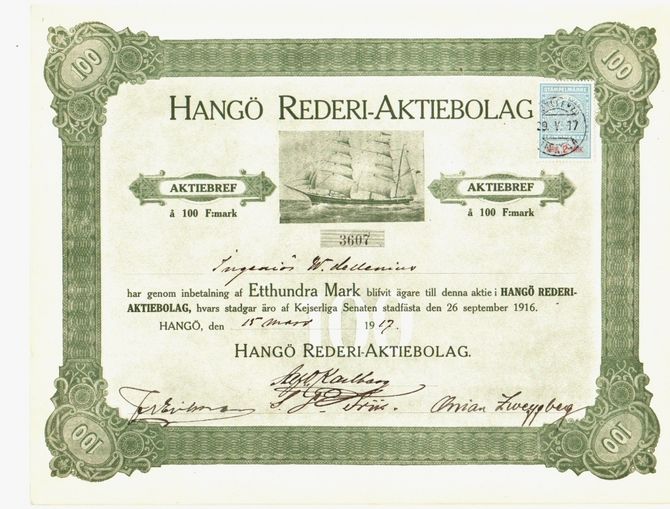 Hangö Rederi-Aktiebolag vuodelta 1917