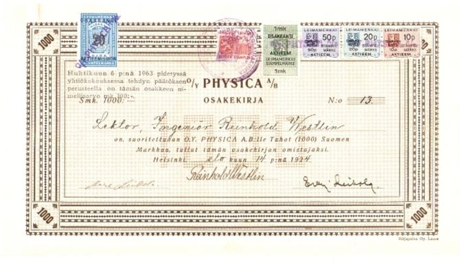 O/y Physica A/b vuodelta 1924